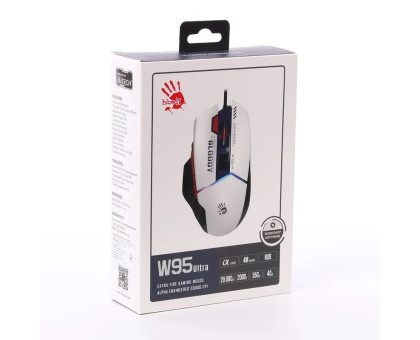 Миша ігрова Bloody W95 Ultra, колір біло-чорний