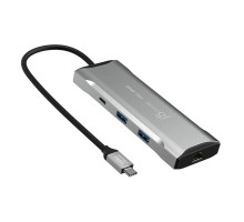 Многопортовый мультиадаптер J5create JCD393-N, USB-C 10 Гбит/с, 7-в-1 (хаб/HDMI/PD/кардридер), серый