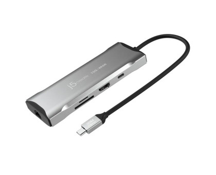 Багатопортовий мультиадаптер J5create JCD393-N, USB-C 10Gbps, 7-в-1 (хаб/HDMI/PD/картридер), сірий