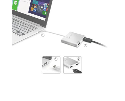 Многопортовый мультиадаптер J5create JUA365-N USB-A на 2xHDMI (2 независимых экрана)