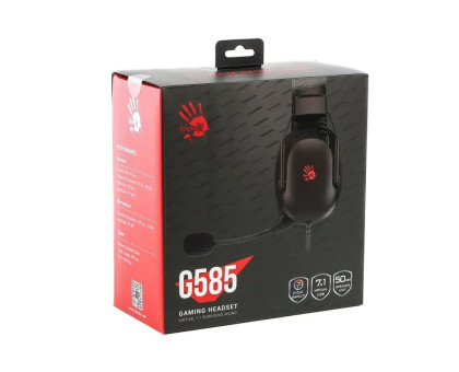 Гарнітура ігрова Bloody G585 (Black), складна конструкція, 7.1 віртуальний звук, RGB підсвічування, USB, колір чорний