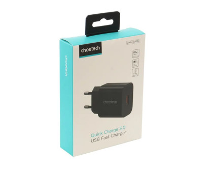 Мережевий зарядний пристрій Choetech Q5003-EU-BK, USB-A