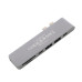 Док станція (мультиадаптер) Choetech HUB-M14-GY-V2, USB Type-C 7-в-1 (HDMI/картрідер/USB-A/USB-C), для MacBook Pro/Air, алюміній