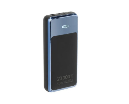 Портативний зарядний пристрій (павербанк) RIVACASE RIVAPOWER VA1075 (Black), 20000 mA, QC/PD 45W, з LCD, чорний