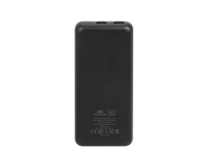 Портативний зарядний пристрій (павербанк) RIVACASE RIVAPOWER VA1075 (Black), 20000 mA, QC/PD 45W, з LCD, чорний