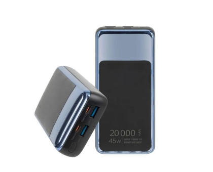 Портативний зарядний пристрій (павербанк) RIVACASE RIVAPOWER VA1075 (Black), 20000 mA, QC/PD 45W, з LCD, чорний