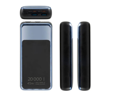 Портативний зарядний пристрій (павербанк) RIVACASE RIVAPOWER VA1075 (Black), 20000 mA, QC/PD 45W, з LCD, чорний