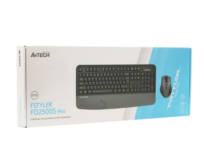 Комплект бездротовий, клавіатура з мишою A4Tech Fstyler FG2500S Plus, колір темно-сірий