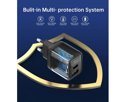 Мережевий зарядний пристрій Choetech PD6052-EU-BK, USB-A/USB-С