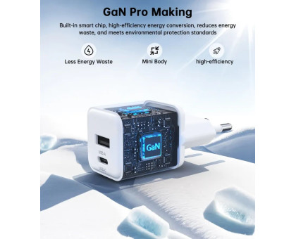 Мережевий зарядний пристрій Choetech PD5012-EU-WH, USB-A/USB-С