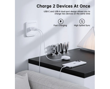 Мережевий зарядний пристрій Choetech PD5012-EU-WH, USB-A/USB-С