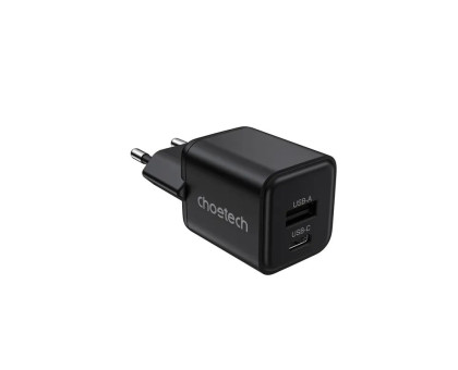 Мережевий зарядний пристрій Choetech PD5012-EU-BK, USB-A/USB-C, 30Вт, QC3.0/PD/PPS