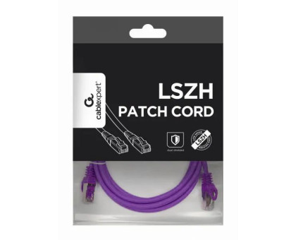 Патч корд Cablexpert PP6A-LSZHCU-V-0.25M, S/STP, литий, 50u" штекер із фіксатором, 0,25 м, пурпуровий