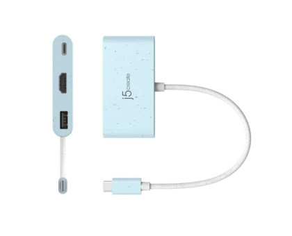 Багатопортовий мультиадаптер J5create JCA379EC-N, USB Type-C 3-в-1 блакитний