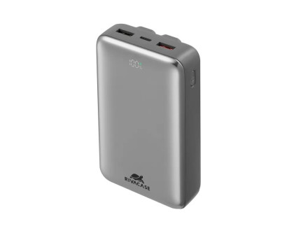Портативний зарядний пристрій (павербанк) RIVACASE RIVAPOWER VA2612 (Grey), 20000 mA, QC/PD 30 Вт, 2 вбудованих кабелі, сірий