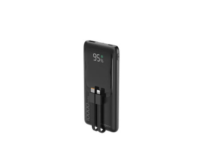 Портативний зарядний пристрій (павербанк) Energenie PB10-PD20-LCD-01 Black 10000 mAh PD 20W з вбудованими кабелями