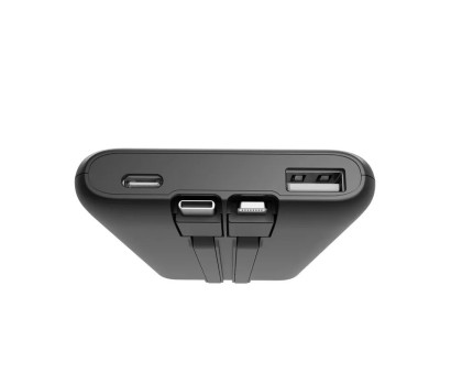 Портативний зарядний пристрій (павербанк) Energenie PB10-PD20-LCD-01 Black 10000 mAh PD 20W з вбудованими кабелями