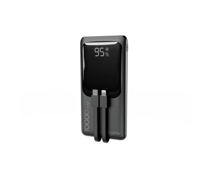 Портативний зарядний пристрій (павербанк) Energenie PB10-PD20-LCD-01 Black 10000 mAh PD 20W з вбудованими кабелями