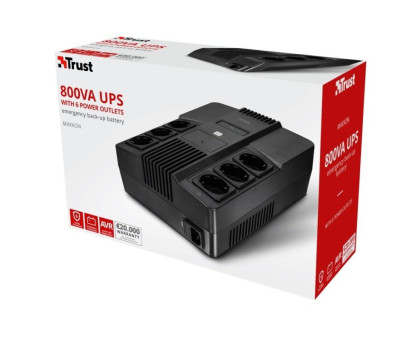 Джерело безперебійного живлення Trust 23326_TRUST Maxxon 800VA UPS with 6 standard wall power outlets BLACK