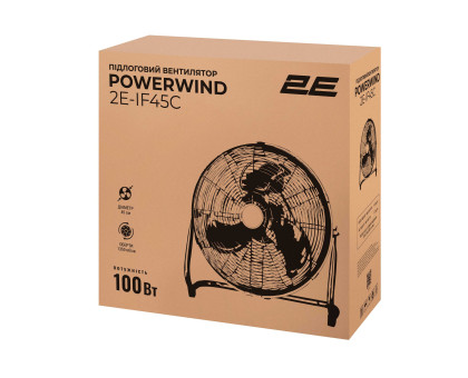 Вентилятор напольный 2E 2E-IF45C PowerWind 45C профессиональный, 45см, 100Вт, кнопки, двигатель медь 100%, серебристый