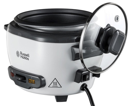 Рисоварка Russell Hobbs 27020-56, 200Вт, чаша-0.7л, механічне керув., знімна кришка, нерж. сталь, чорно-білий