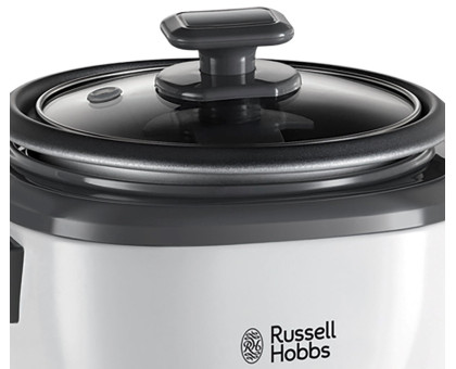 Рисоварка Russell Hobbs 27020-56, 200Вт, чаша-0.7л, механічне керув., знімна кришка, нерж. сталь, чорно-білий