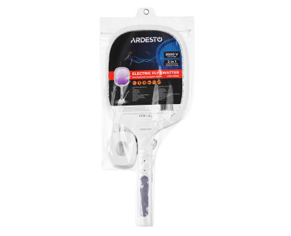 Електричний знищувач комах ARDESTO, сітка 3000 В, акум. 1200 мА•год, USB micro-B > USB-A, білий