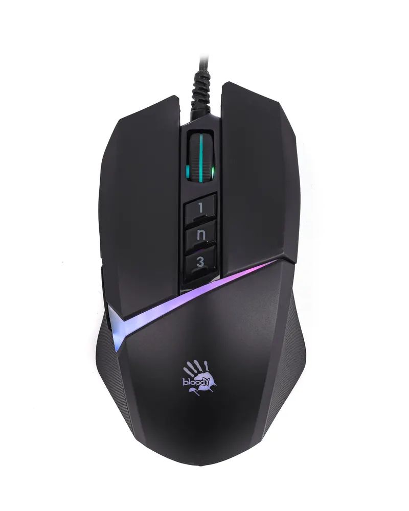 Миша ігрова A4Tech Bloody W60 Max (Stone black), активоване ПЗ Bloody, RGB, 10000 CPI, 50M натискань, чорний